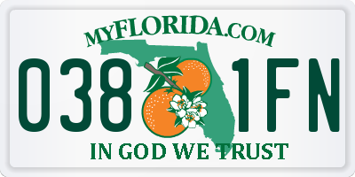 FL license plate 0381FN