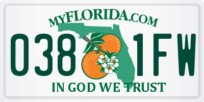 FL license plate 0381FW