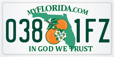 FL license plate 0381FZ