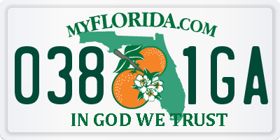 FL license plate 0381GA