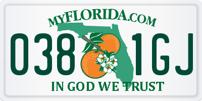 FL license plate 0381GJ
