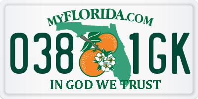 FL license plate 0381GK