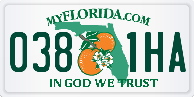FL license plate 0381HA