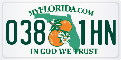 FL license plate 0381HN