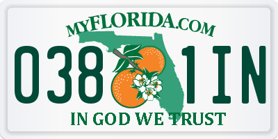 FL license plate 0381IN