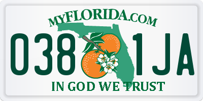 FL license plate 0381JA