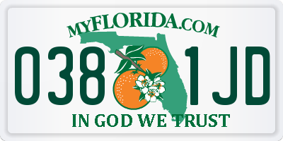 FL license plate 0381JD