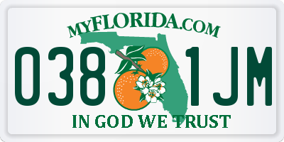 FL license plate 0381JM