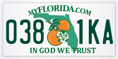 FL license plate 0381KA
