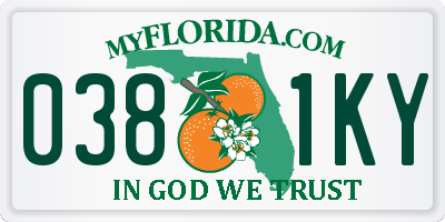 FL license plate 0381KY
