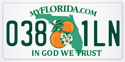 FL license plate 0381LN