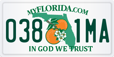 FL license plate 0381MA