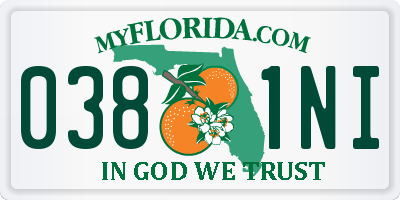 FL license plate 0381NI
