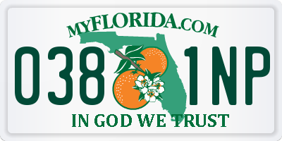 FL license plate 0381NP