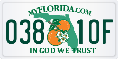FL license plate 0381OF