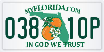 FL license plate 0381OP