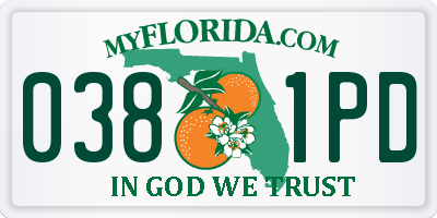 FL license plate 0381PD