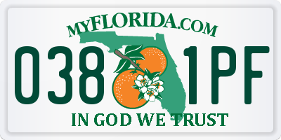 FL license plate 0381PF