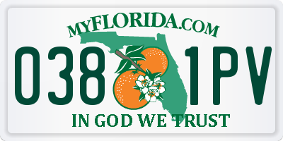 FL license plate 0381PV