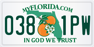 FL license plate 0381PW