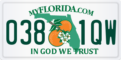 FL license plate 0381QW