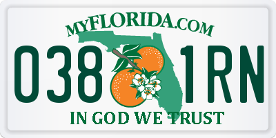 FL license plate 0381RN