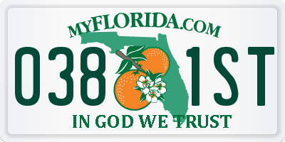 FL license plate 0381ST