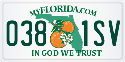 FL license plate 0381SV