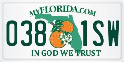 FL license plate 0381SW