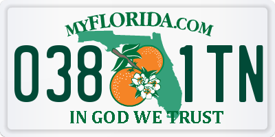 FL license plate 0381TN