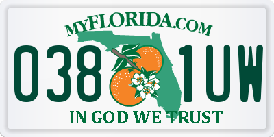 FL license plate 0381UW