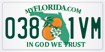 FL license plate 0381VM