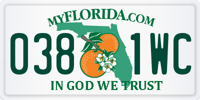 FL license plate 0381WC
