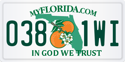 FL license plate 0381WI