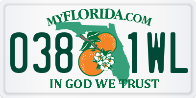 FL license plate 0381WL