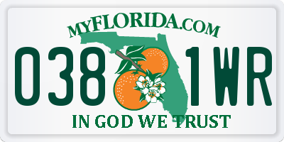 FL license plate 0381WR