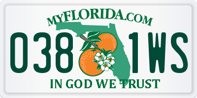 FL license plate 0381WS