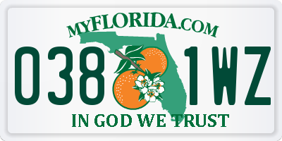 FL license plate 0381WZ