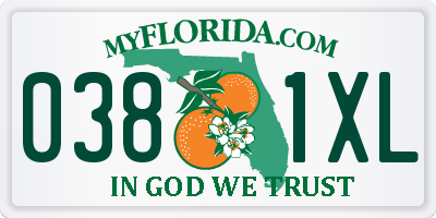FL license plate 0381XL