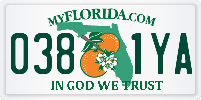 FL license plate 0381YA