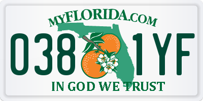 FL license plate 0381YF