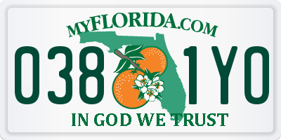 FL license plate 0381YO