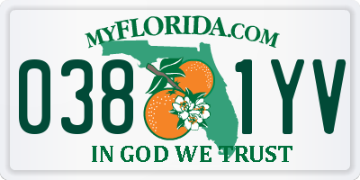 FL license plate 0381YV