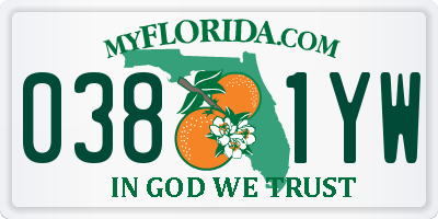 FL license plate 0381YW