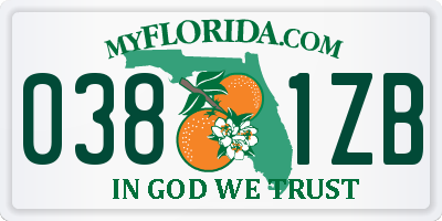 FL license plate 0381ZB