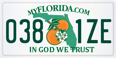 FL license plate 0381ZE