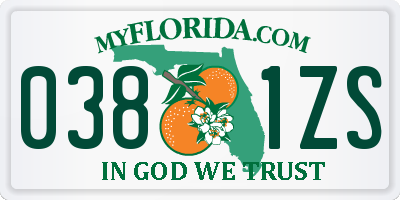 FL license plate 0381ZS