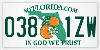 FL license plate 0381ZW