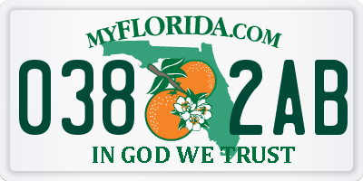 FL license plate 0382AB