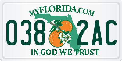 FL license plate 0382AC